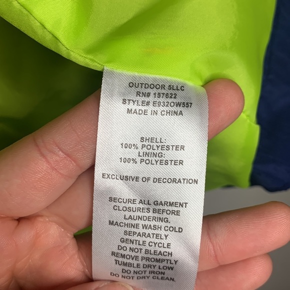 Eddie Bauer Hooded Light Fall Jacket Blue Double Zipper Rain Coat Kids L 14/16 - Picture 16 of 16